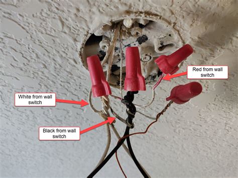 electrical switch box only has black & red|light box one black wire.